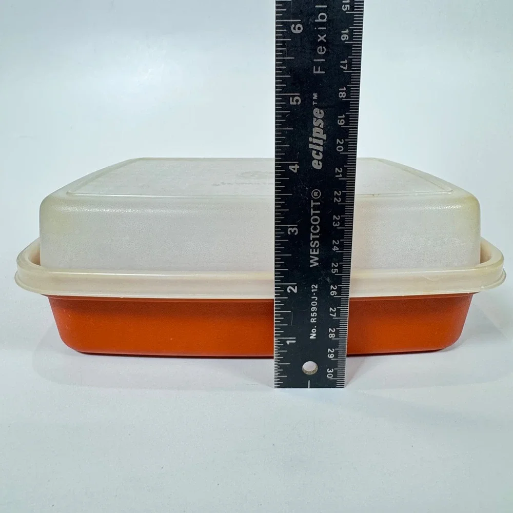 Vintage Tupperware Bacon Meat Keeper Set Paprika Red Orange 3pc 794 1292 622